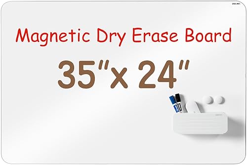 Deli Pizarra blanca magnética de borrado en seco, 35 x 24 pulgadas, marco plateado