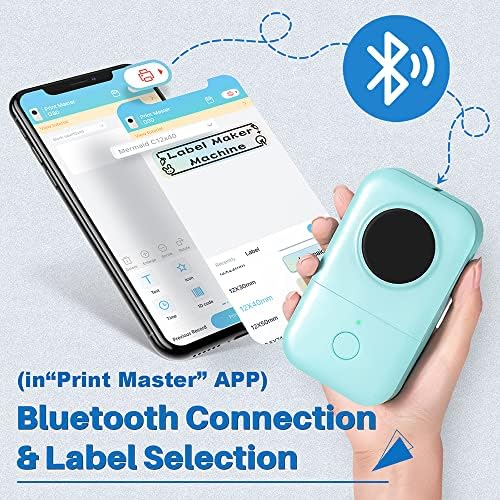 Phomemo Label Maker D30 Mini Bluetooth Rechargeable Thermal Label Maker Machine for Home, Office, Business, Barcode, Icons, Compatible with Phones & Tablets, with USB Cable, Green