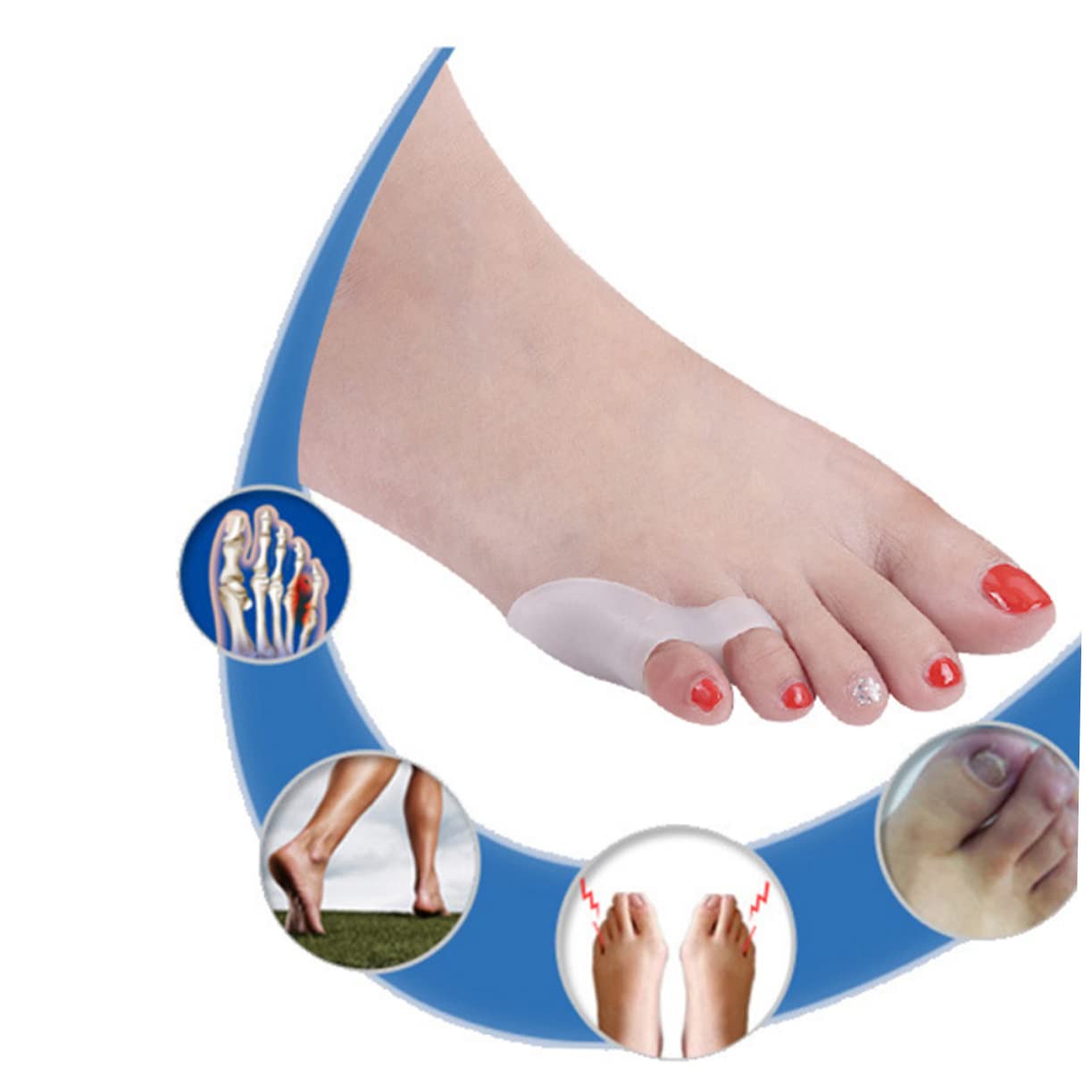 Outanaya 2pcs Gel Toe Separators for Pinky Toes Flexible Spacers for Bunion Relief for Yoga Running and Dance