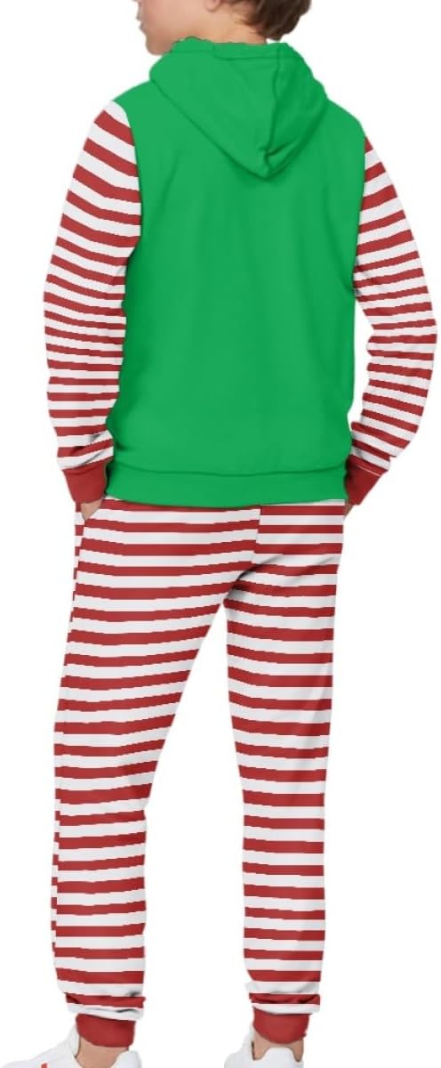GLUDEAR Boys Girls Ugly Christmas Print Long Sleeve Pullover Hoodie Sweatshirt and Sweatpants Outfit Set