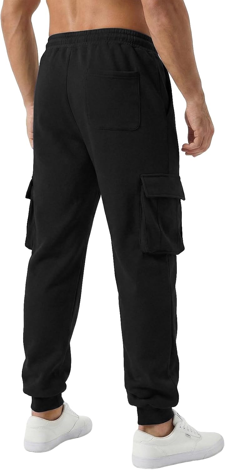 Men's Cargo Sweatpants Fleece Casual Jogging Hiking Pants Baggy Sweat Pants for Men Running Athletic Workout with Pockets - Image 5