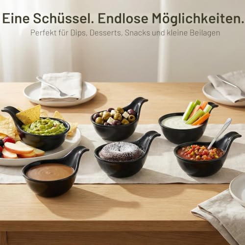 Flexzion Keramik-Dip-Schalen, kleine Schalen zum Dippen mit Griff, Gewürzbecher, Sojasaucenschale, Porzellanauflaufförmchen, Soßenhalter… – Ansicht 5