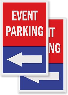 Event Parking with Arrow (2-Pack) 24" x 36" Vinyl Decals | Sign Insert Peel & Stick Decals Stickers Window Signs