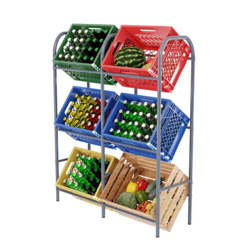 Tronitechnik Getränkekistenregal 6 Kisten Getränkeregal Kistenregal 6 Kästen Bierkastenständer Getränkeständer Kistenständer Flaschenkastenregal mit Wandhalterung schmal Cover