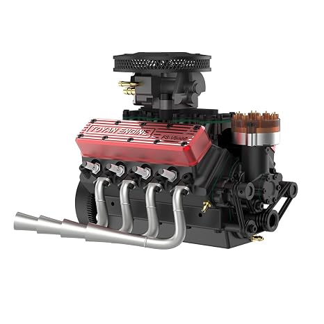 TOYAN V8 Engine Model Kit That Works, FS-V800WGPC 1/10 Four-Stroke OHV Fully Functional Miniature V8 Motor For Adults (Assembled Version)