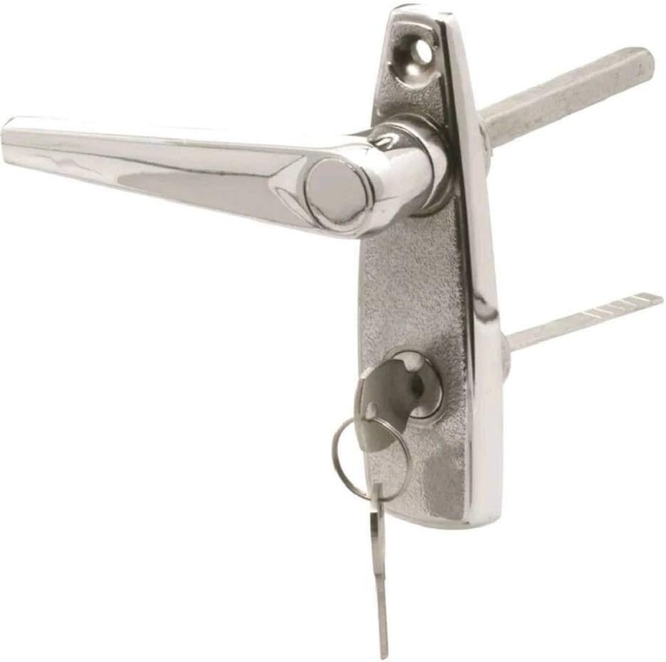 Garage Door L-Handle Lock with Inside Slide Lock Latch Mechanism Set/Right Hand Throw / 5/16" Square Shaft, 3-1/8"L with Screws