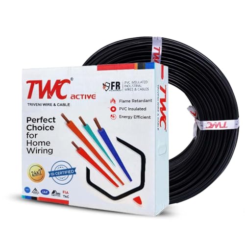 Image of TWC Active Black 1 SQMM 180 METER | Copper Wire | HRFR (Heat Resistant Flame Retardant) Lead-Free Cable | Low Smoke Halogen-Free Wire for Home & Industrial Electrical Wiring