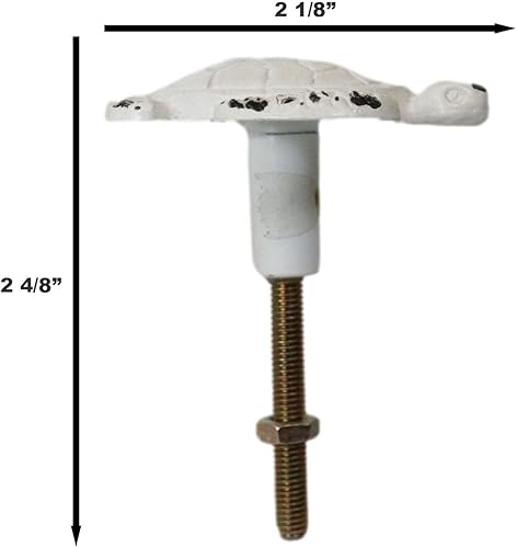 Ebros Gift Paquete de 6 pomos rústicos envejecidos pintados a mano de hierro fundido náutico marino tortuga marina tortuga cajón puerta gabinete