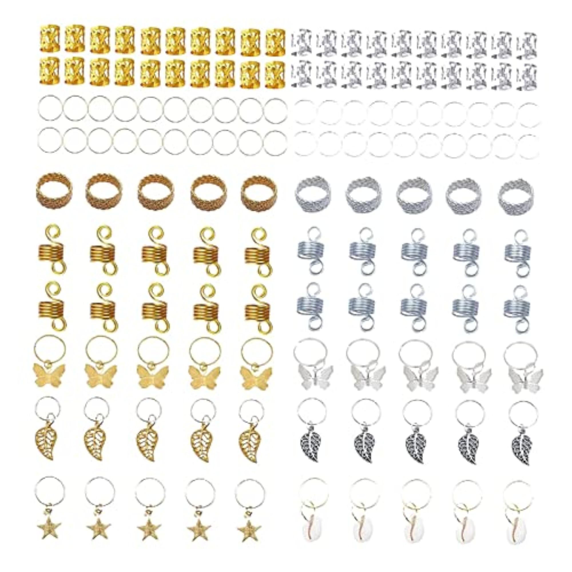 140 Pieces Metal Hair Braiding Beads for DIY Decorations