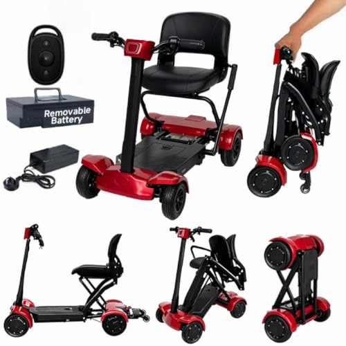 Image of Automatic Folding Mobility Scooter, 30 KG Lightweight, Auto Folding Portable Travel Scooter, Electromagnetic Brake, Aluminium Frame, 250W Brushless Motor, 20 KM Removable Battery