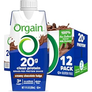 Orgain Clean Protein Shake, Grass Fed Dairy, Creamy Chocolate Fudge – 20g Whey High Protein, Kosher, Ready to Drink, Low Net Carbs, Gluten Free, No Soy Ingredients, 11 Fl Oz (Pack of 12)