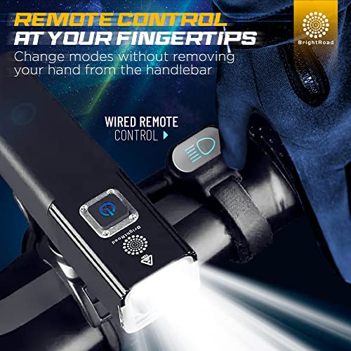 Upgraded Front 8000 Lumens Led Bike Light With Remote Control For Night Riding, Bicycle Lights Front And Rear, Cree Usb Rechargeable Bike Lights Front And Back, 85° Wide Beam Bike Headlight #TOP2