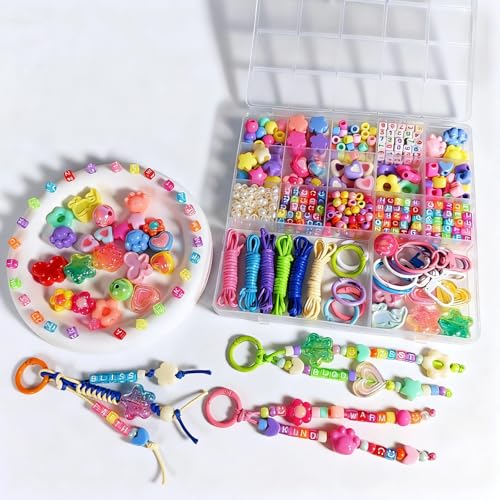 Image of Kupor 480PCS DIY Keychain Making Kit, Vibrant Beads with Storage Box, Versatile Bag Charm Supplies, Multi-Use Bead Kit for Keychains /Bag Charms /Lip Gloss Chains, Beginner-Friendly for Women & Crafters