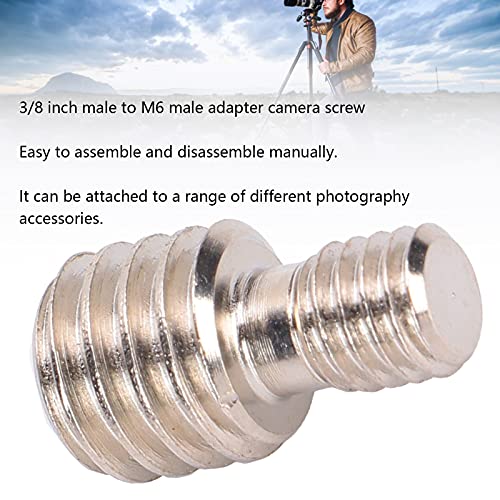 Naroote Adaptador Macho de 3/8 a M6, Convertidor de Tornillo de Cámara de Hierro Resistente para Trípodes Monopiés, Convertidor de Montaje de Trípode de Superficie Lisa para Accesorios de - imagen 2