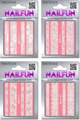12 Packungen Nailsticker HBJY Set 1 Borten Streifen weiss selbstklebend - Nagelsticker - Nail-Tattoo – Bild 4