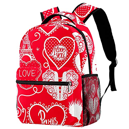 Sac à dos de voyage Paris Love rouge, le cadeau parfait pour le campus