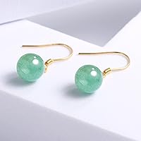 Vista 3 de 8.5mm Jade Drop Earrings for Women Green Jade Earrings 925 Sterling Silver Handmade Dangle Earrings Good Luck Jade Earrings Gift for Birthday