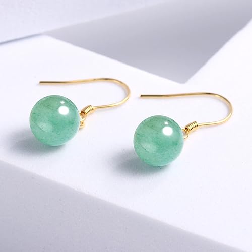 Miniatura 3 de 8.5mm Jade Drop Earrings for Women Green Jade Earrings 925 Sterling Silver Handmade Dangle Earrings Good Luck Jade Earrings Gift for Birthday