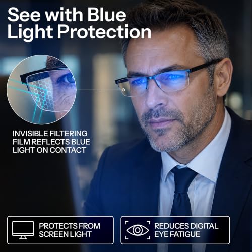 Image of Gaoye Executive Style Reading Glasses Men - Durable Readers with Blue Light Filtering- Comfortable Fit with TR90 Frames