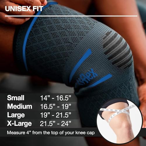UFlex Athletics Compression Knee Brace for Women & Men Neoprene Knee Sleeves Support for Sports, Running, Weightlifting, Arthritis, Meniscus Tear, ACL, Hiking, Recovery Support & Fitness Large Blue