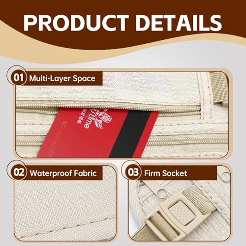 2 Stücke flache Bauchtasche, Reise- und Festival-Bauchtasche wasserdicht und Diebstahlsicher mit RFID-Blocker für Damen und Herren