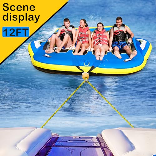 Boat Tow Harness for Tubing, 12 ft Self Centering Y Ski Rope Harness with Heavy Duty Stainless Steel Pully and Clips for Outboard Motor - Thumbnail 7