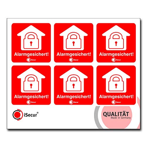 iSecur Aufkleber 5er Set Alarmgesichert 4 cm - hin070