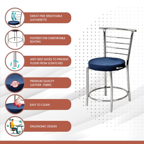 Image of Goyal steel & furniture Chairs for Dining Table, Steel Chair, Dining Chair with Comfortable Cushion (6, Blue, Standard)