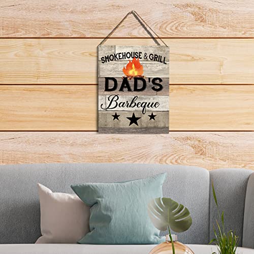 Grilling Gift For Dad Grill Wooden Sign Wall Decor Rustic Grill Dad's Barbeque Wood Plaque Hanging Sign Decoration For Home Smokehouse Door Father's Day, 8 X 10 #TOP3