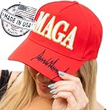 Made in USA Trump 2024 Hat MAGA Baseball Cap - Embroidered Hat Make America Great Again Adjustable Trucker Cap for Men Women (Red)