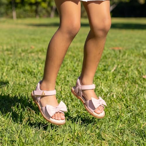 Image of THEE BRON Toddler Girls Sandals Wedding Flower Girl Dress Shoes Open Toe Flats