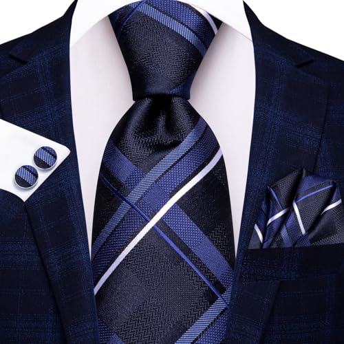Image of Dubulle Mens Tie and Lapel Pin Paisley Striped Floral Necktie for Men Pocket Square Cufflinks 4PCS Set Wedding Party