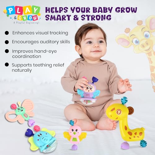 Image of PLAY & GROW Teethable Rattle Set, 5 Pieces, Multicolor, BPA Free Safe & Colorful Infant Early Learning & Sensory Play | Ideal Gift Pack