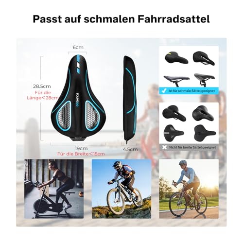 YOUNGDO Fahrradsattel Überzug, Ergonomischer Gel Sattelbezug, Fahrradsitz Polsterung, Weich und Bequem, mit Regenschutz, für Damen & Herren