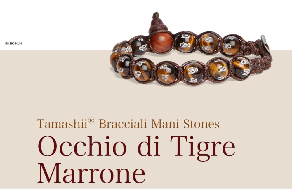 Bracciale Tamashii Mani Stones con pietre naturali | 8 mm | incise con polvere d’Argento