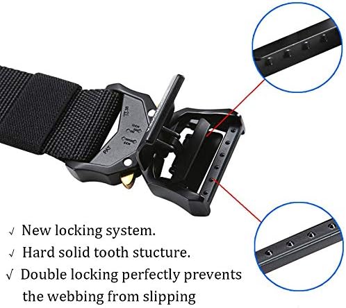 STAY GENT Tactical Belt for Men, Black Quick Release Military Style Belts with Buckle, Heavy Duty Nylon Webbing Work Belt for Outdoor Activities and Utility