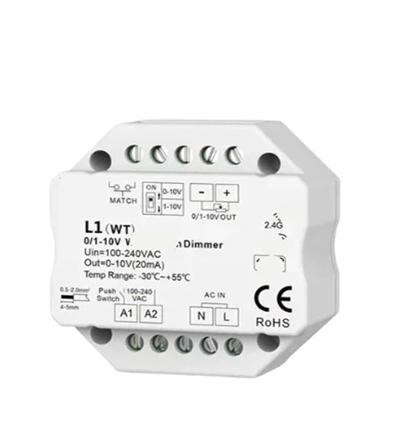 1 Pcs 0/1-10V LED Dimmer Controller Push Pull Dimmer L1(WT)/L1(WZ) 110V 220V 230V(L1 WT only)