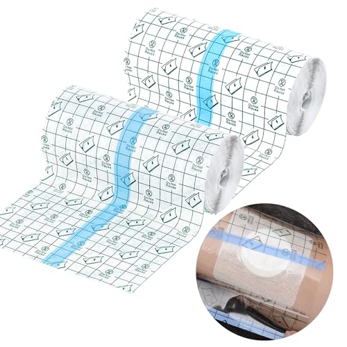 2 Rouleau Transparent Adhésif Médical Bandage, 15 cm x 5 m Pansement Tatouage, Ruban Anti-Allergique, Seconde Peau Ruban Adhésif Médical, Adhésif Film Transparent Plaie Pour Sport, Natation, Douches