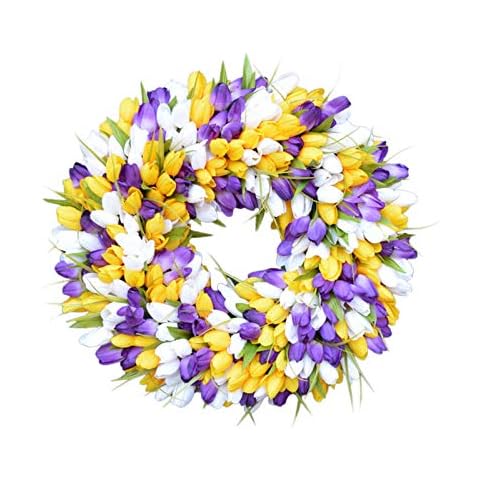 NKK Artificial Eucalyptus Wreath 30cm Large Unique tulip wreath for Festival Celebration Front Door Wall Window Party Decoration (D) Cover