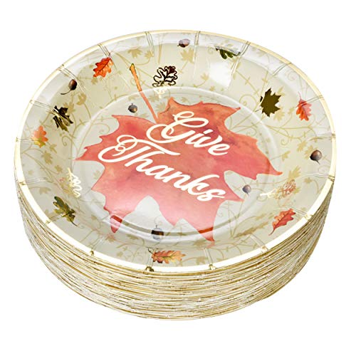 Thanksgiving Fall Plates And Napkins Autumn Leaves For 50 Guests 50 10" Dinner Paper Plates 7" Dessert Paper Plates And 100 Luncheon Napkins 3 Ply With Gold Foil Dinnerware For Holiday Table #TOP2