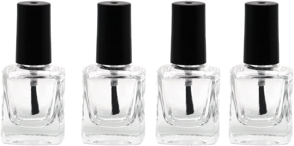 Adecco LLC Empty Nail Polish Clear Bottles with Brush Cap Funnel and Mixing Ball(10ml 5p)