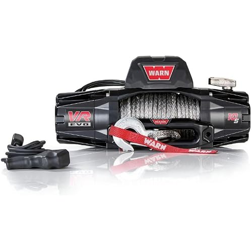 WARN VR EVO 10-S Electric 12V Winch – 10,000 lb Pull Capacity, Synthetic Rope, IP68 Waterproof, High-Performance Off-Road Recovery Winch for Trucks, Jeeps, and SUVs