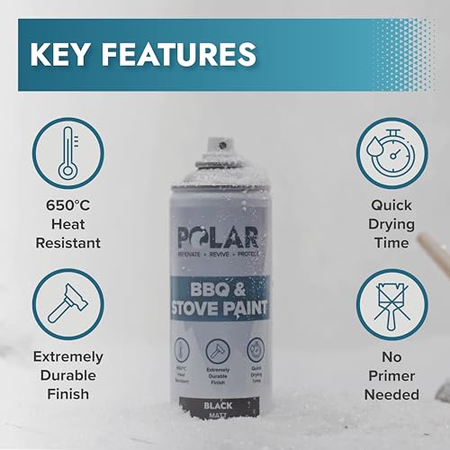 Polar Specialist Coatings POLAR1146 Polar Bbq & Stove Spray Paint - Matt Black - 2 X 13.5 Fl Oz - Heat Resistant Barbeque Paint - Up To 650°C - Garden Bbq, Stoves, Firepits, Fireplaces & Metal Surfaces thumb #1