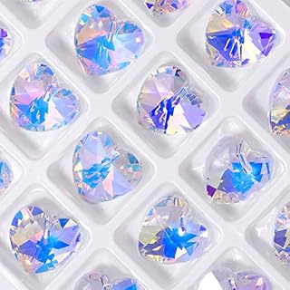 Nibiru 28 Pcs Glass Crystal AB Loose Beads Pendant 14 mm Heart Shape