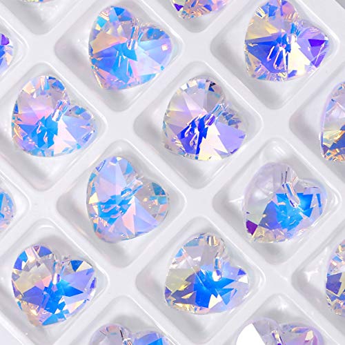 Nibiru 28 Pcs Glass Crystal AB Loose Beads Pendant 14 mm Heart Shape