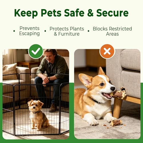 Dog Playpen 24 Inch 8 Panels, Foldable Metal Dog Playpen Indoor Outdoor, Puppy Playpen for Small Dogs, Portable Heavy Duty Pet Playpen, Durable and Secure by MOCUTEEN - Image 4