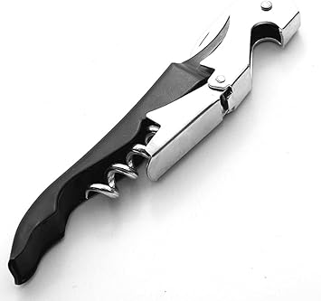 MeeTo Professional Wine Corkscrew Bottle Opener Stainless Steel Household Accessories Wine with Sommelier Multifunction Folding Bottle Opener (1, Black)