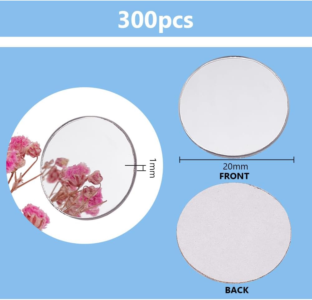 PH PandaHall 300Pcs Mirror Mosaic Tiles 20mm Self Adhesive Mirror Round Acrylic Mirror Mini Mosaic Mirrors DIY Craft Mirrors Decorative Glass Mirrors for Projects Traveling Framing Decoration Crafts