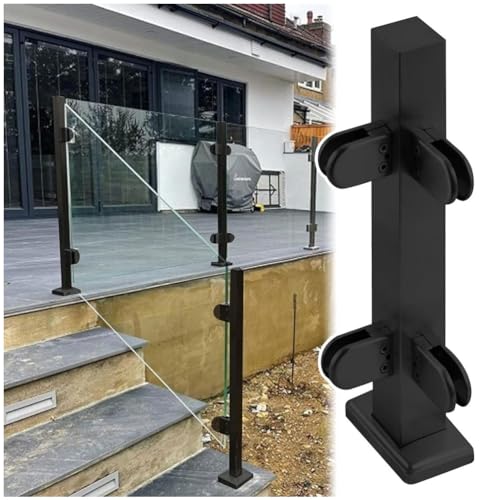304 Stainless Steel Glass Railing Post - 39.4" End Post for Steps, Balconies, Staircases, Decks & Pool Fences - Durable with Slots & Base for Easy Installation