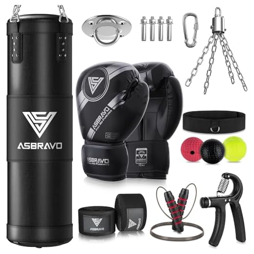 ASBRAVO 4ft Heavy Boxing Bag Set